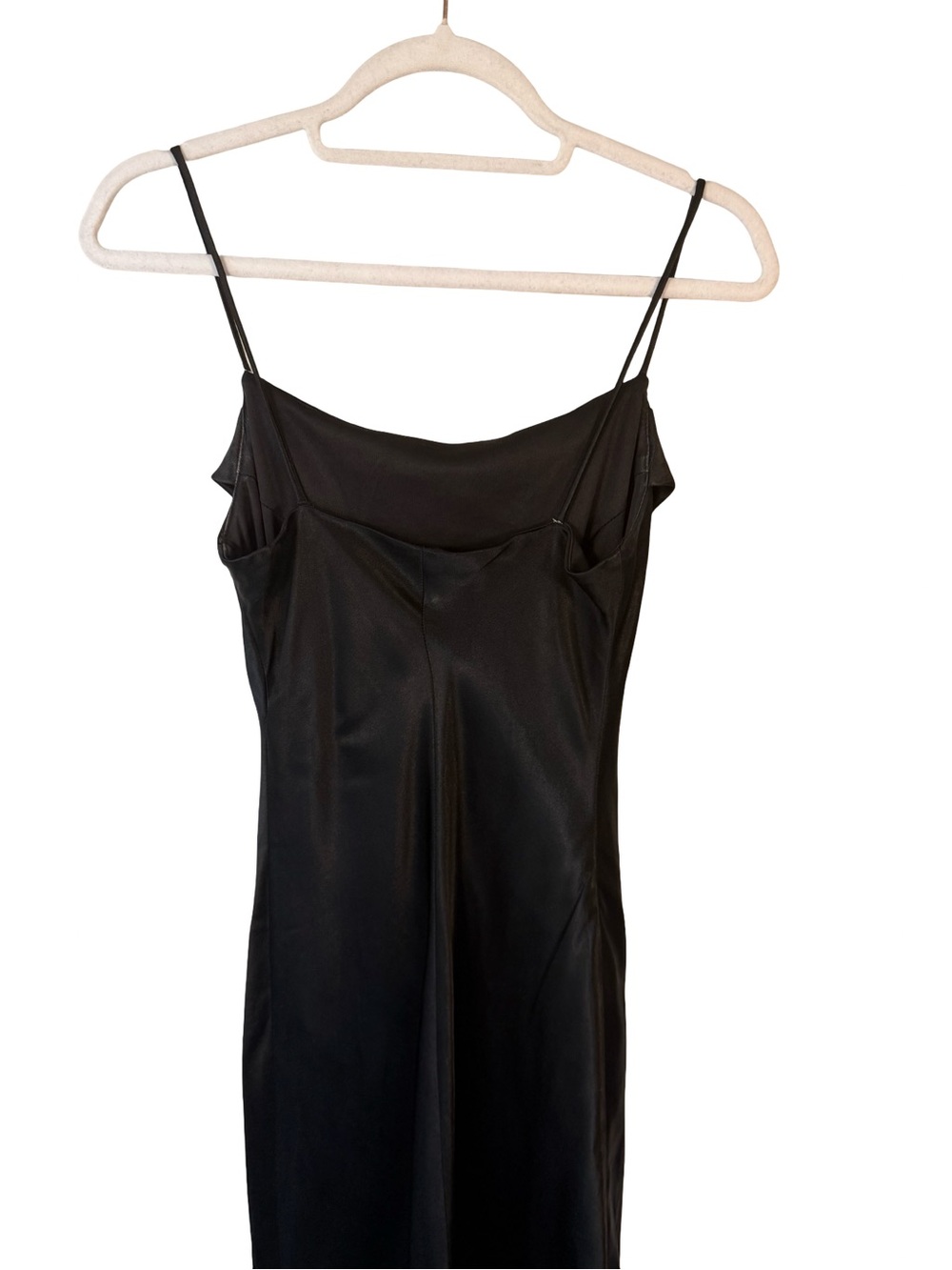 Jump Vintage Black Satin Cowl Neck Maxi Slip Dress Size 3/4 Y2K 90s Formal - Picture 12 of 13